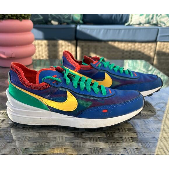 Nike Waffle One SE Green/Blue/Yellow/Red Sneaker Kids 5Y / Women’s 6.5 - Picture 3 of 8